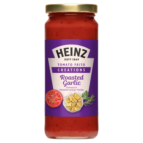 Heinz Tomato Frito Creations met geroosterde knoflook & Mediterraanse kruiden