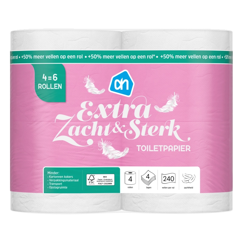 AH Toiletpapier zacht 4-laags 4=6 rollen