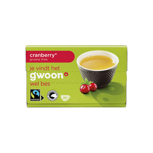 G'woon Groene thee cranberry 20 zk.