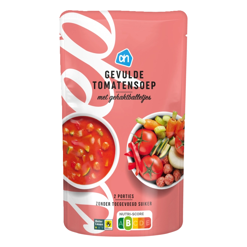 AH Gevulde tomatensoep met gehaktballetjes