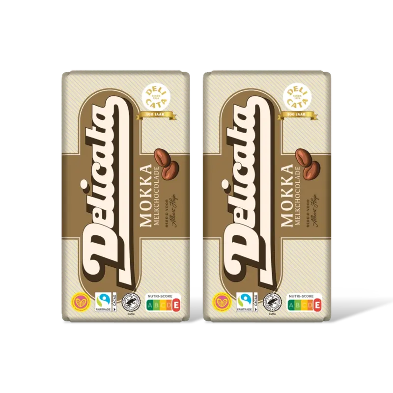 Delicata Reep mokka melkchocolade 2-pack