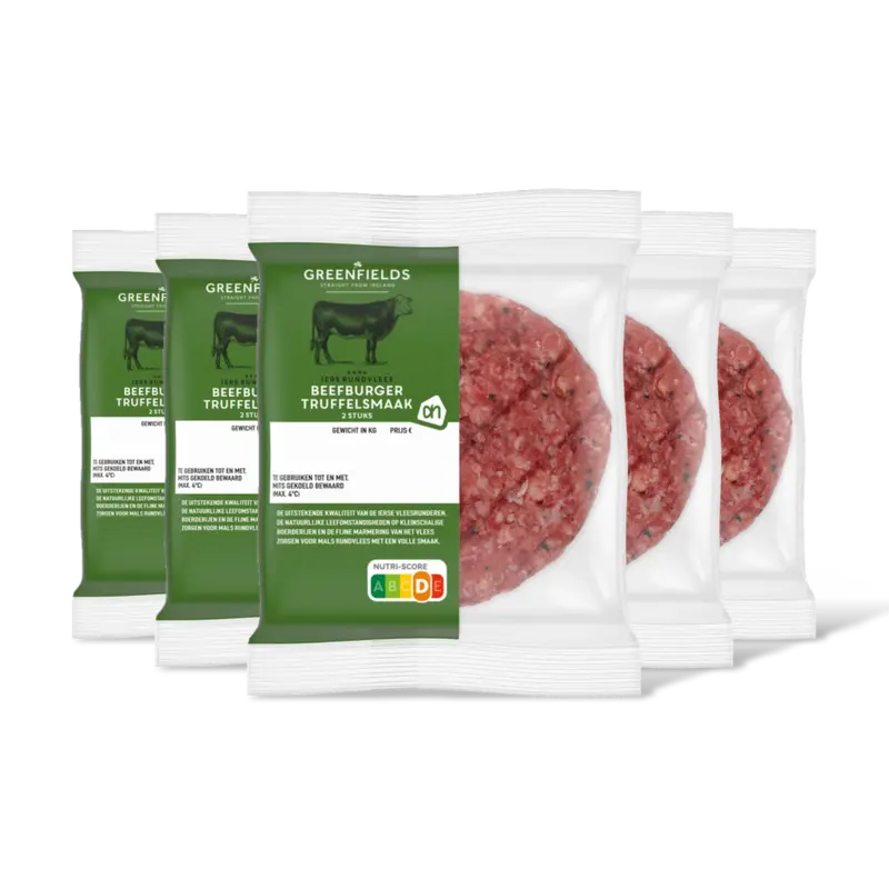 AH Greenfields Beefburger truffelsmaak 2 stuks 5-pack