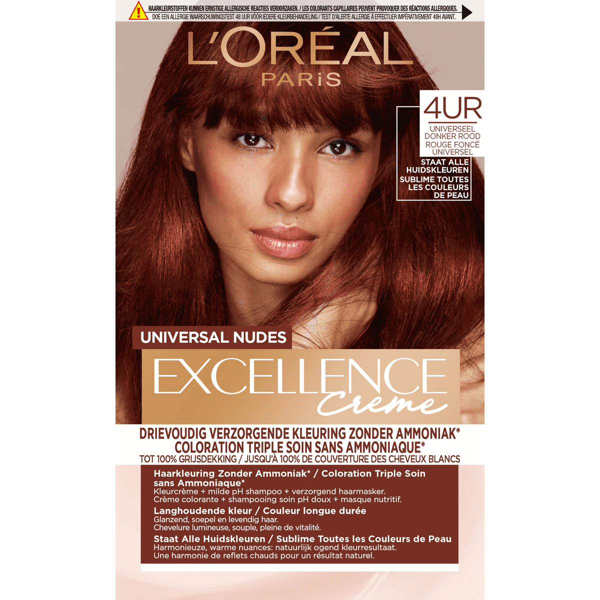 L'Oréal Paris Excellence Universal Nudes Permanente Haarverf 4UR Middenrood 