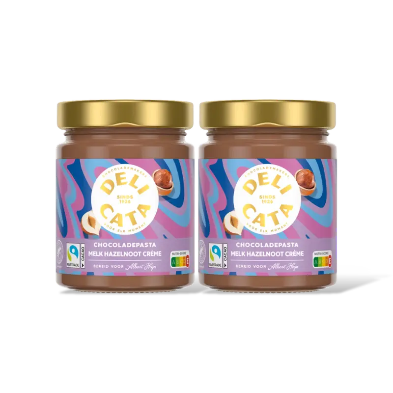 Delicata Chocoladepasta melk hazelnoot creme 2-pk