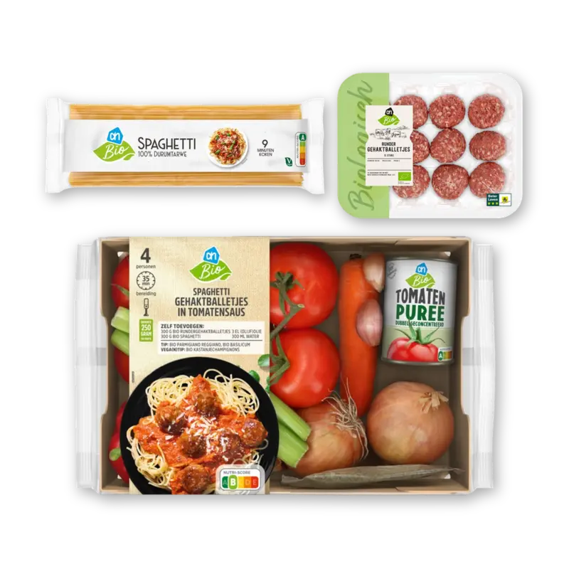 AH Biologisch Spaghetti met Gehaktballetjes Verspakket