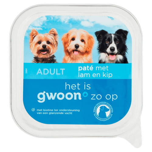 G'woon Hondenvoer alu pate lam & kip