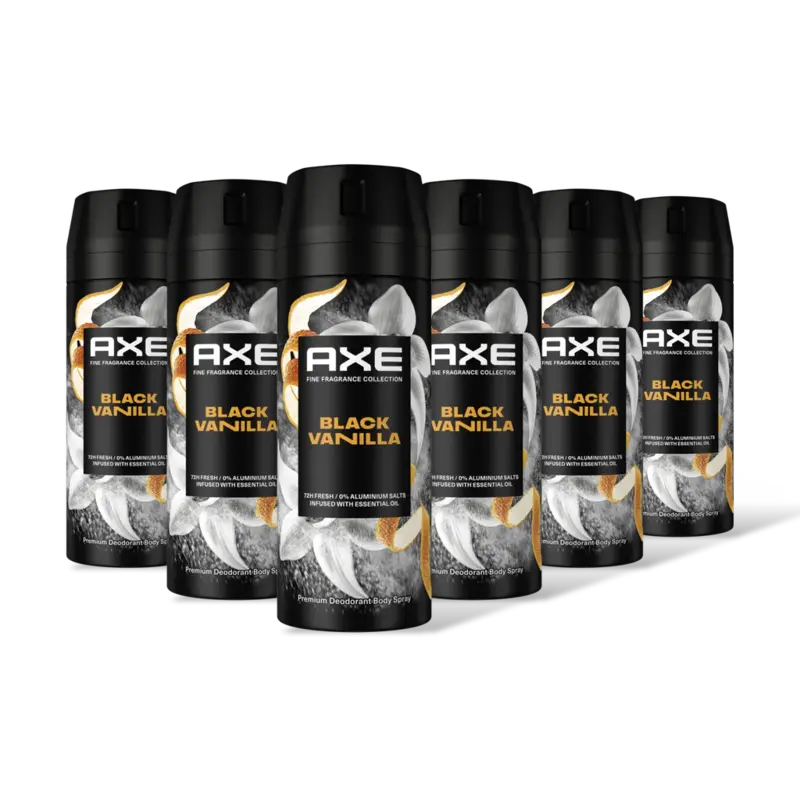 Axe Black vanilla deodorant bodyspray 6-pack
