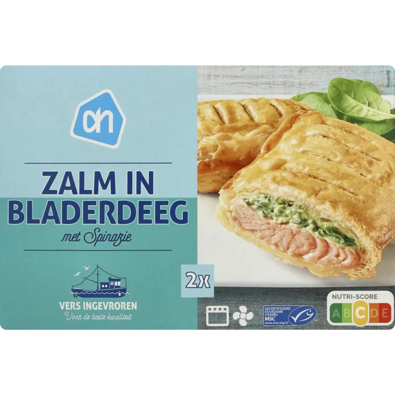 AH Zalm in bladerdeeg met spinazie