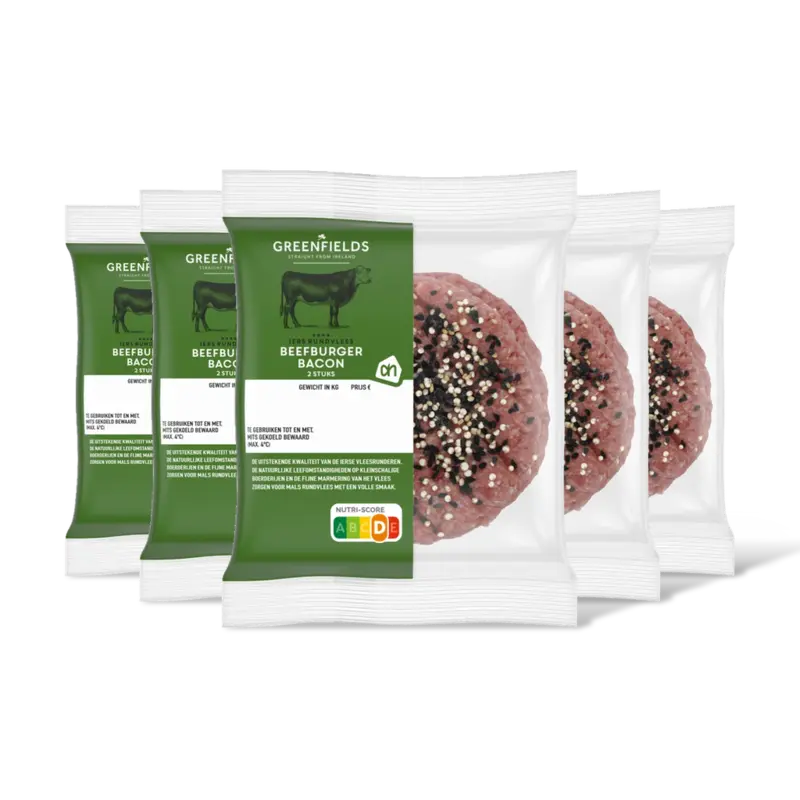 AH Greenfields Beefburger bacon 2 stuks 5-pack