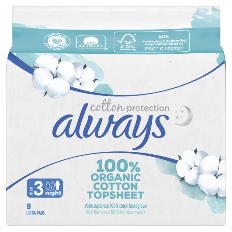 Always Organic cotton night maandverband