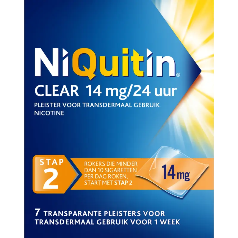 Niquitin Clear 14mg nicotine pleister stap 2