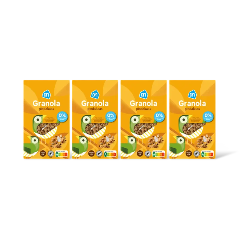 AH Granola pindakaas 0% toegevgd suiker 4pk
