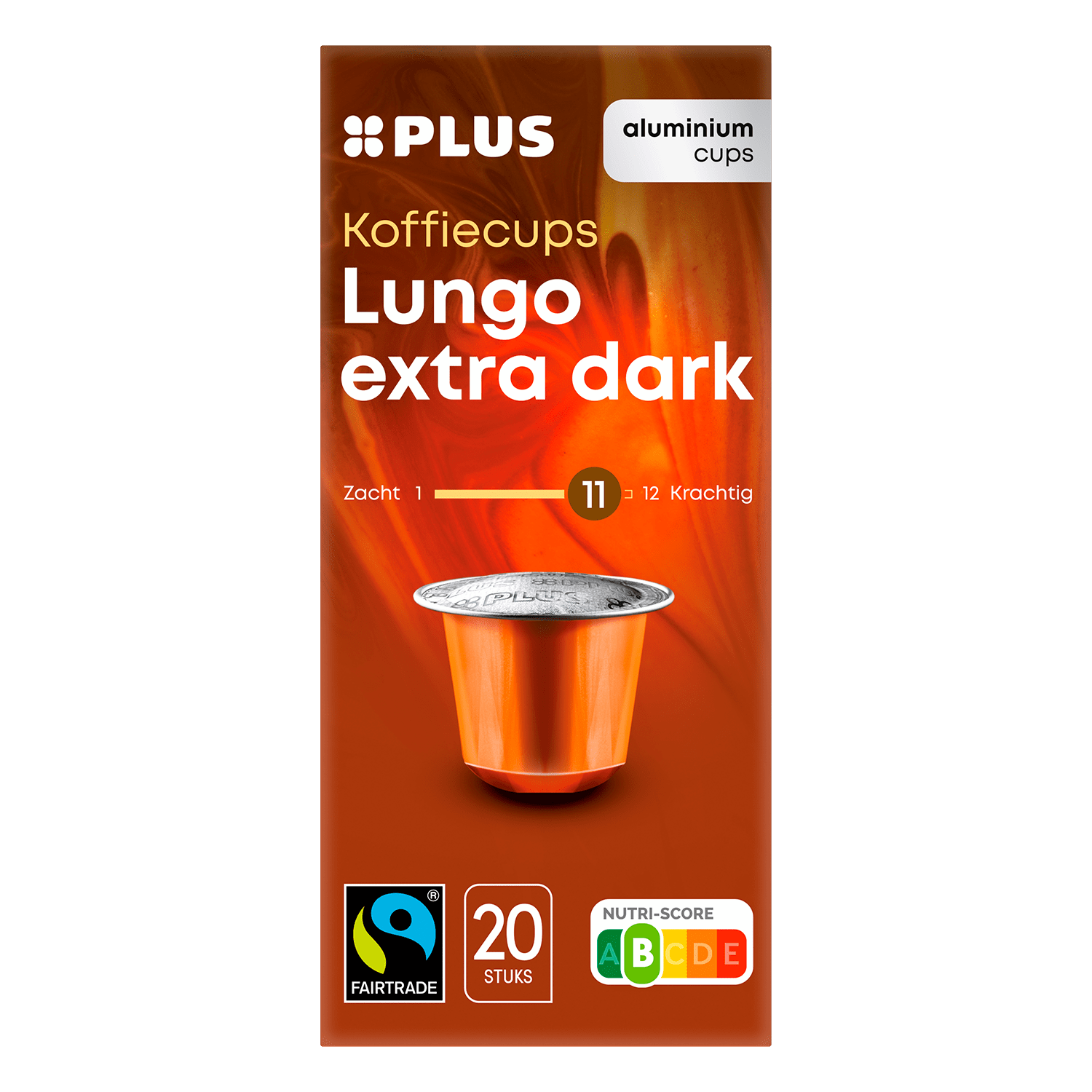 PLUS Koffiecups lungo extra dark Fairtrade