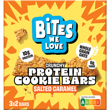 BitesWeLove Crunchy Protein Cookie Bars Salted Caramel 120g