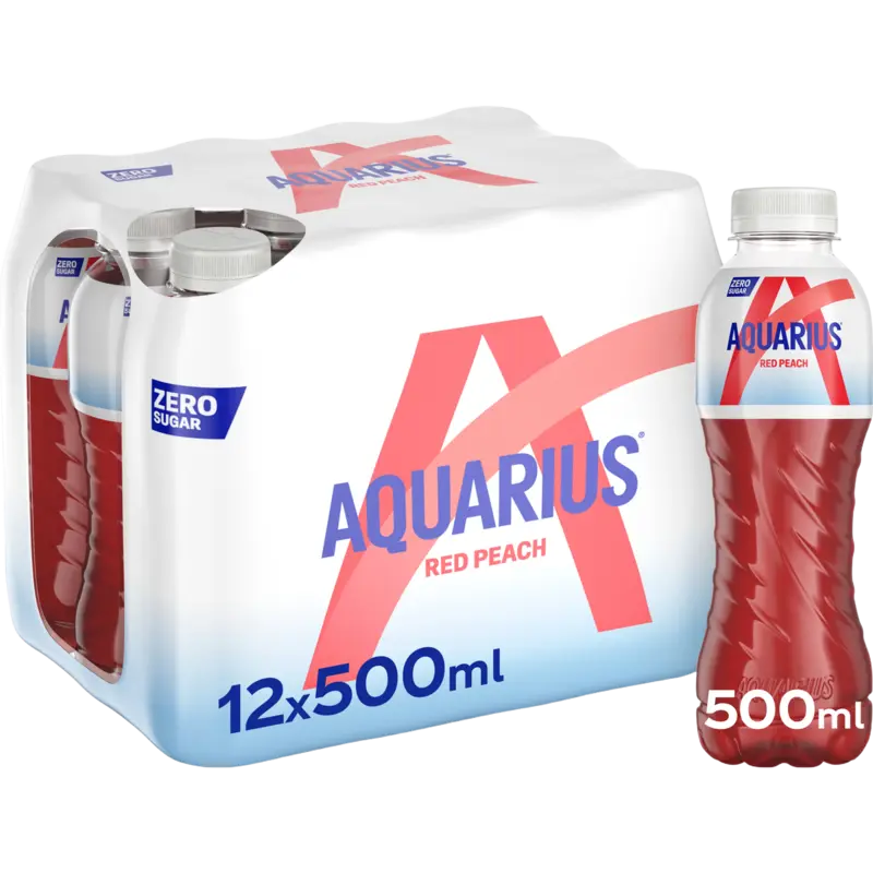 Aquarius Red peach zero sugar 12-pack