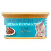 g'woon kattenvoer reepjes in saus zalm & tonijn