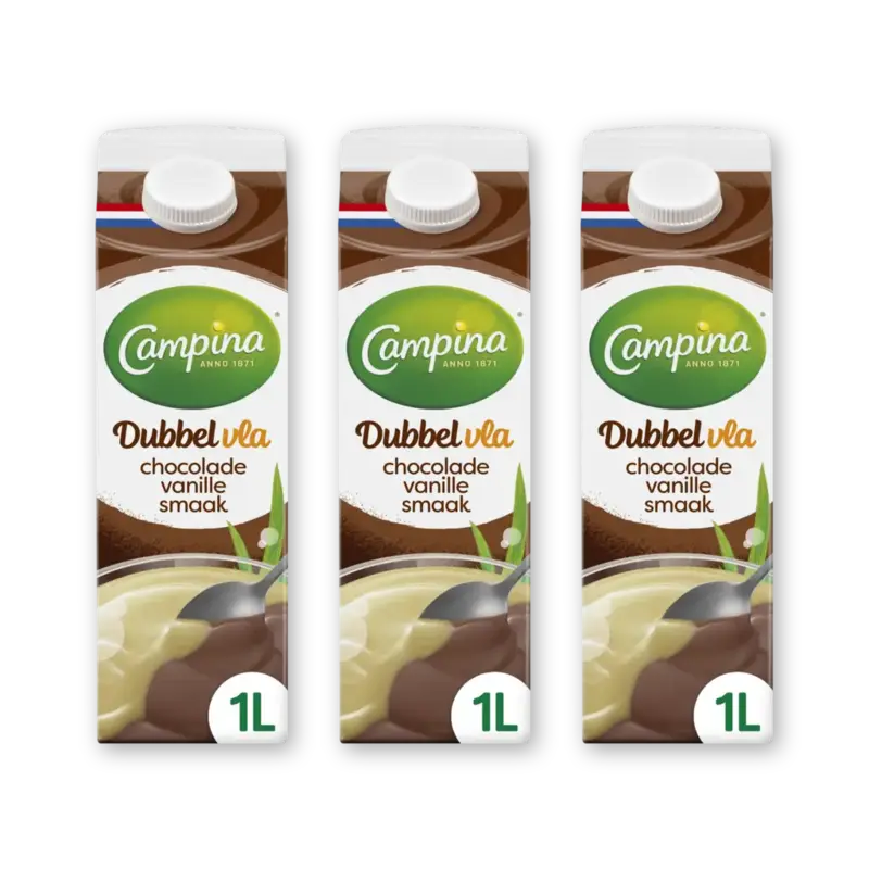 Campina Dubbelvla chocolade vanille smaak 3-pack