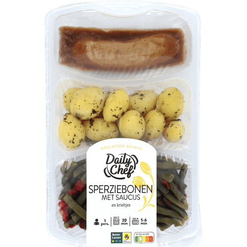Daily Chef Sperzieboom en krieltjes met een saucijs