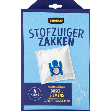 Jumbo Stofzuigerzakken met Filter 4 Stuks