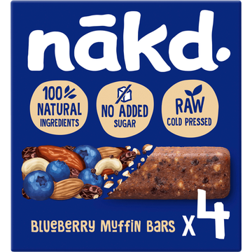 Nakd. Raw Fruitreep met noten Blueberry Muffin 4 x 35 g