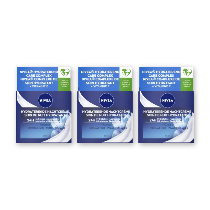 NIVEA Hydraterende nachtcreme norm huid 3-pack