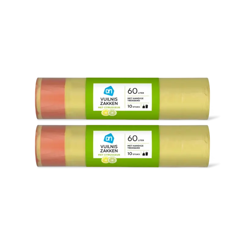 AH Vuilniszakken trekband 60L citrus 2-pack