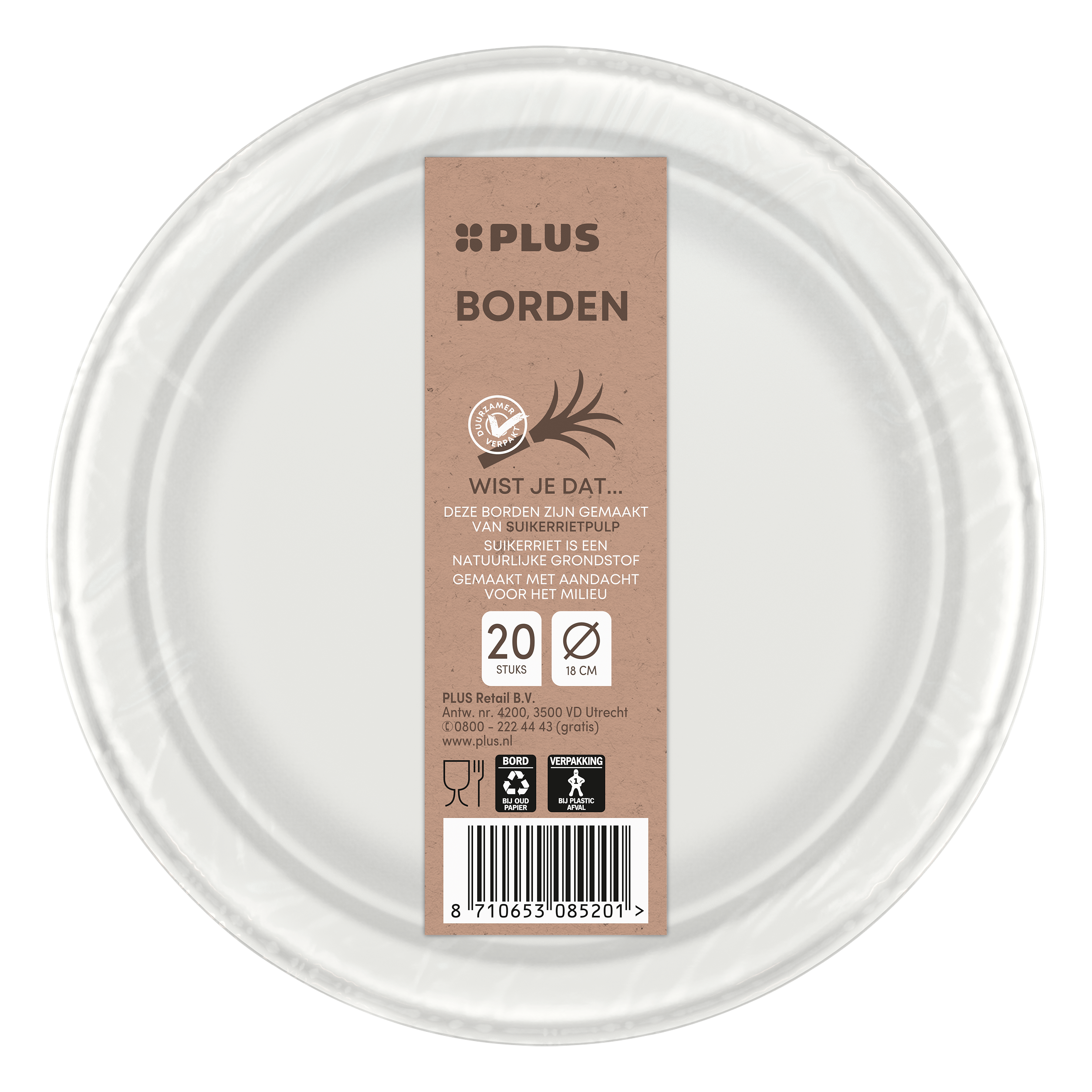PLUS Bord rond 18cm bagasse