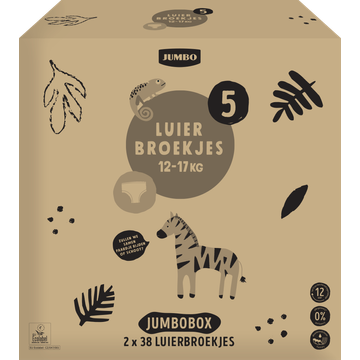 Jumbo Luierbroekjes Maat 5 12-17 kg Voordeelverpakking 2 x 38 Stuks
