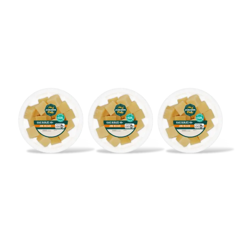 AH Zaanlander Kaasblokjes jong belegen 48+ 3-pack