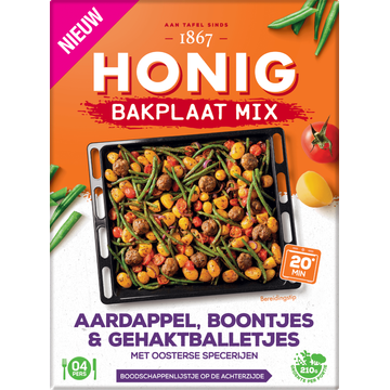 Honig Bakplaat Mix Aardappel, Boontjes & Gehaktballetjes met Oosterse Specerijen 36g