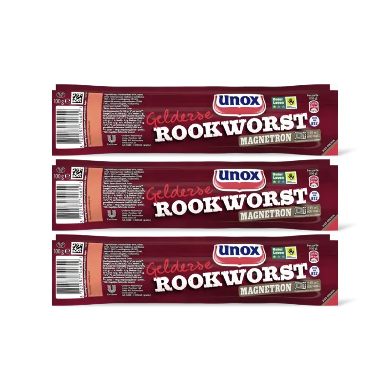 Unox Gelderse rookworst magnetron 3-pack