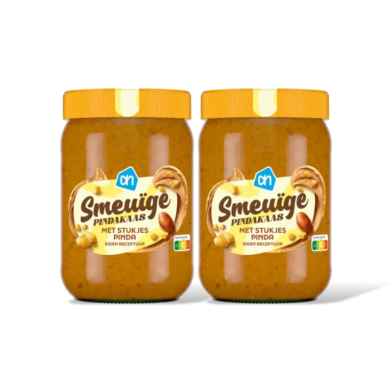 AH Smeuige pindakaas stukjes noot 2-pack
