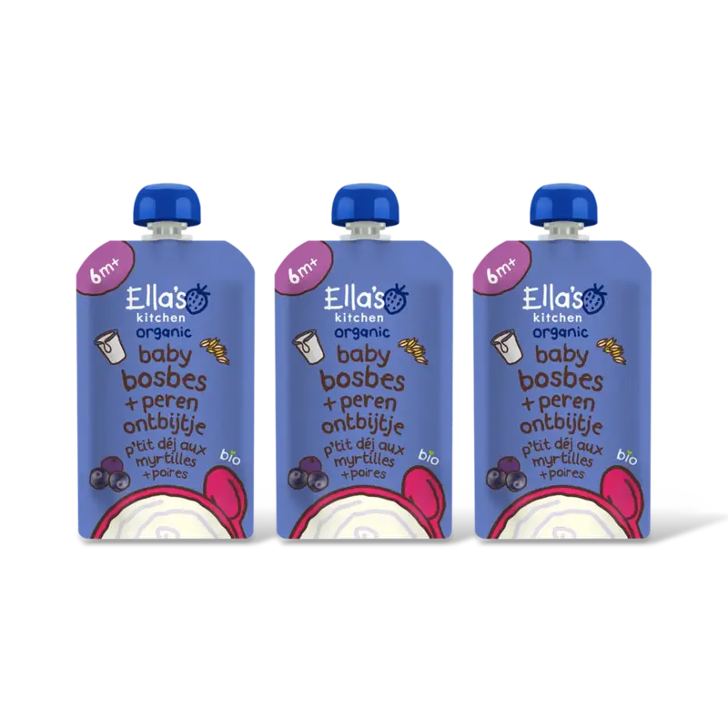 Ella's kitchen Baby bosbessen ontbijtje 6m+ 3-pack