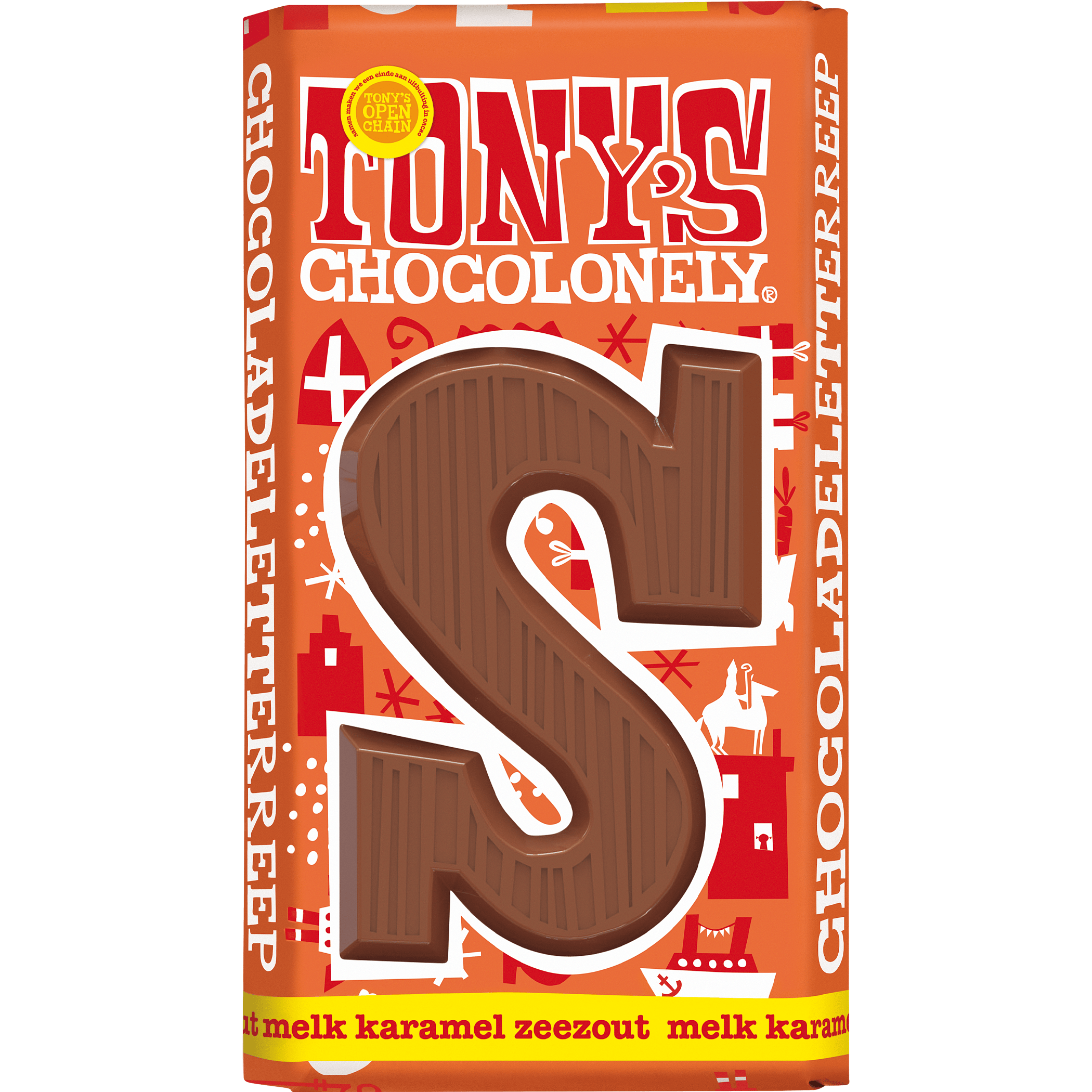 Tony's Chocolonely Melk karamel zeezout letterreep S