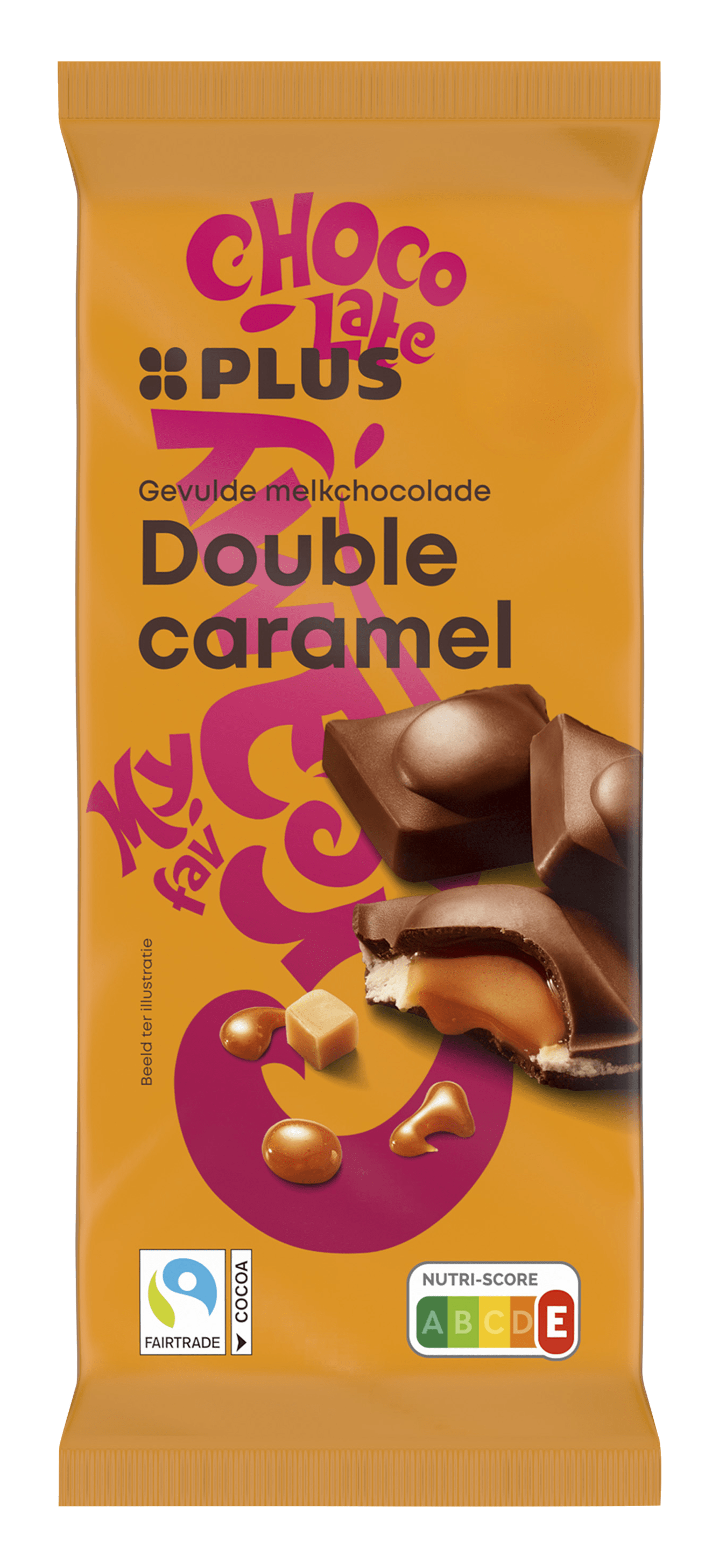 PLUS Gevulde chocoladereep double karamel