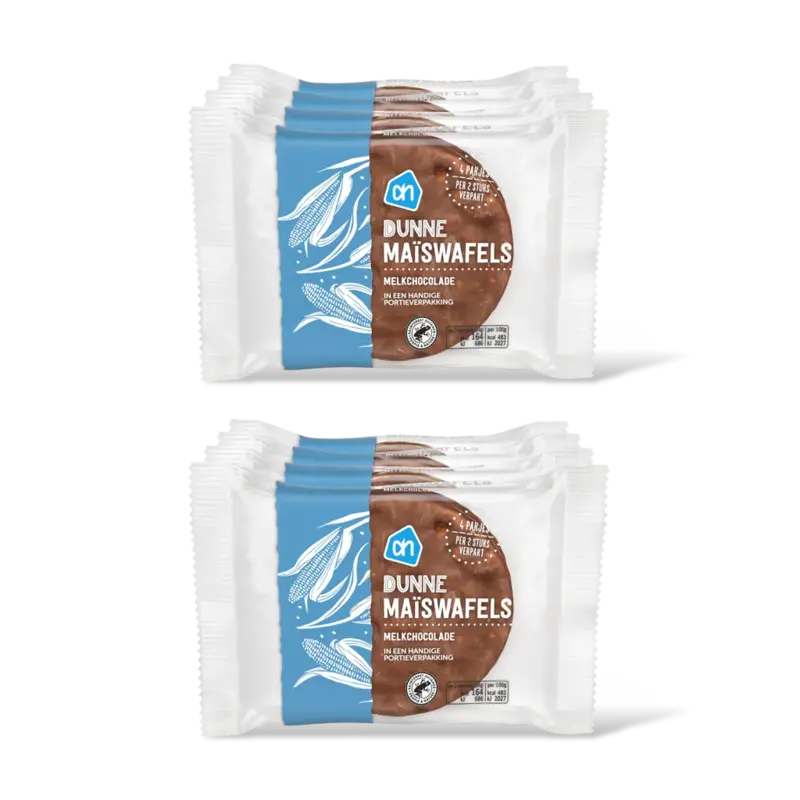AH Dunne maiswafels melkchocolade 4x 2-pack