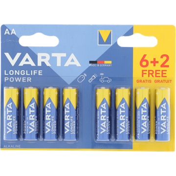Varta Longlife Power AA 6+2 Stuks