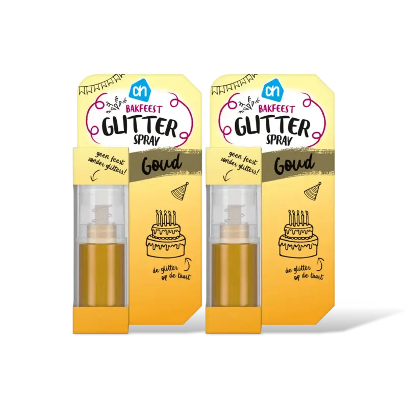 AH Bakfeest glitterspray goud 2-pack