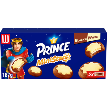 LU Prince MiniStars Koekjes Black & White ( 5 x 37.4 g) 187g