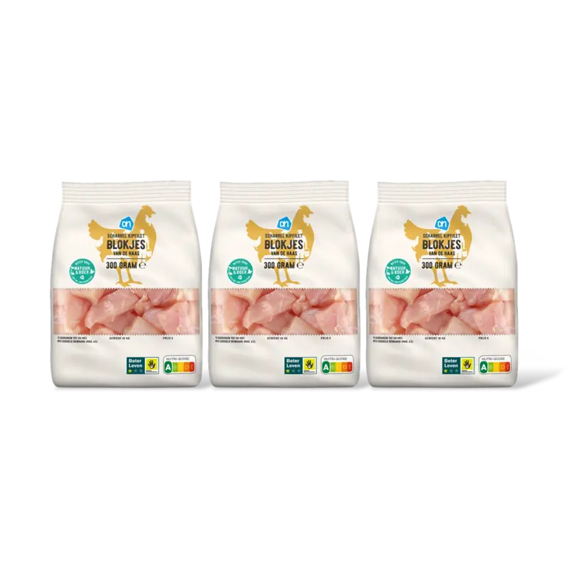 AH Scharrel kipfilet blokjes van haas 3-pck