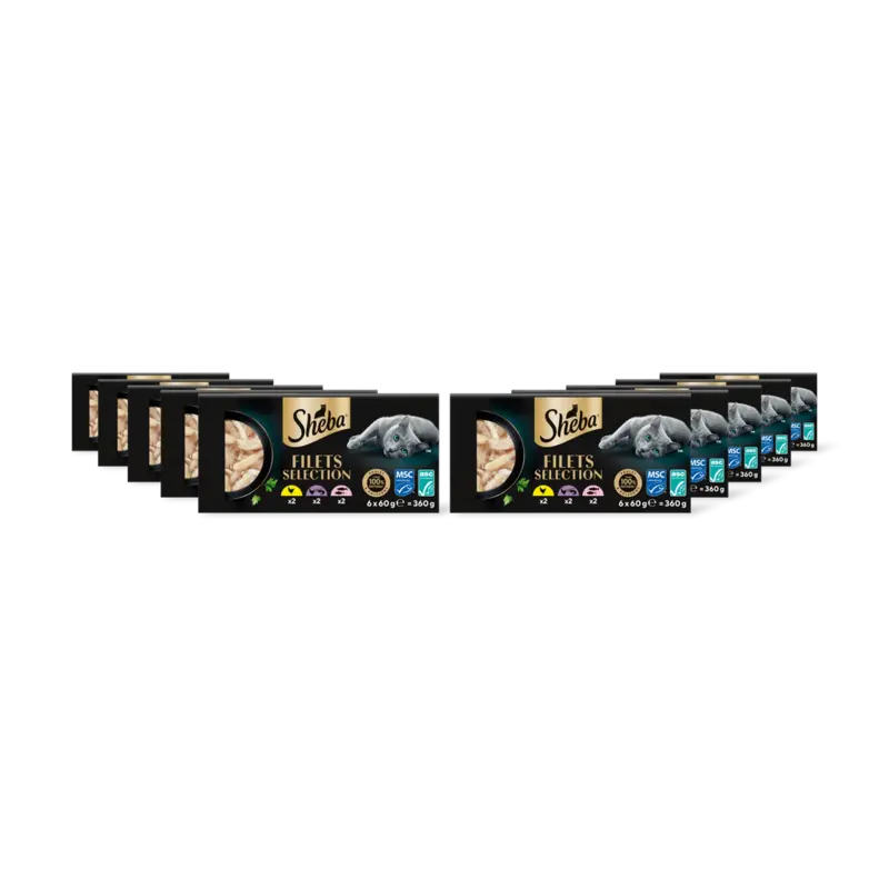 Sheba Filets selection kip.tonijn,zalm 10-pack