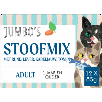 Jumbo's Katten Stoofmix met Rund, Lever, Kabeljauw, Tonijn Adult 12 Stuks