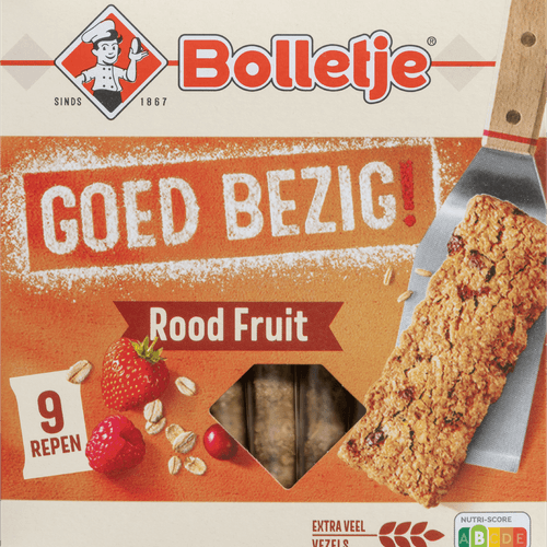 Bolletje Goed bezig stevige reep rood fruit 9 stuks