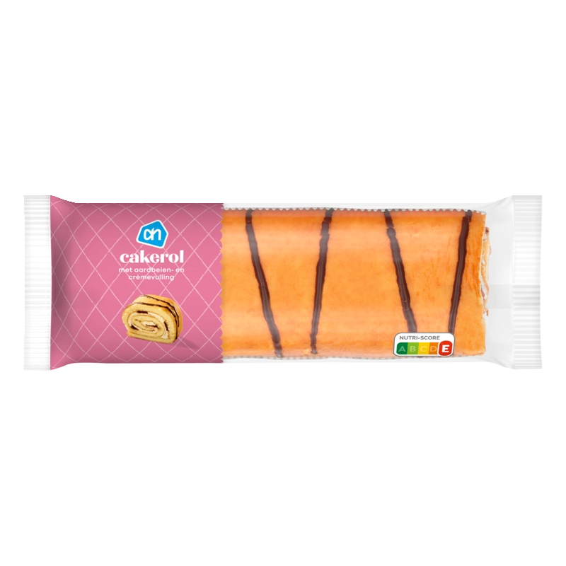 AH Cakerol met aardbeien en crèmevulling