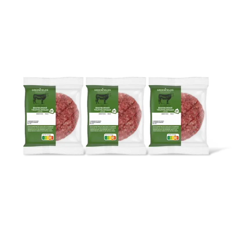 AH Greenfields Beefburger truffelsmaak 2 stuks 3-pack