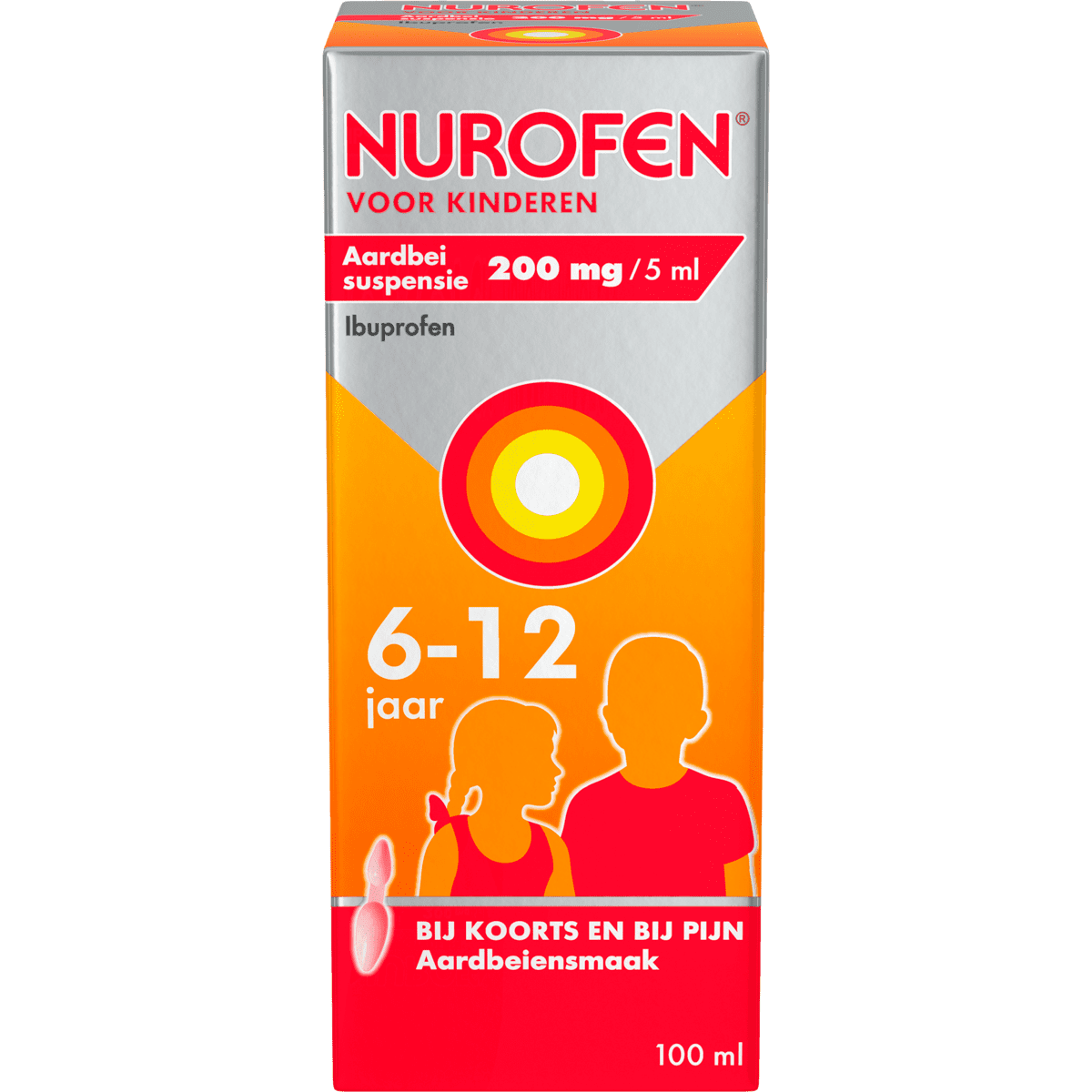 Nurofen voor Kinderen Aardbei Suspensie 200 MG/5 ML 100 ML