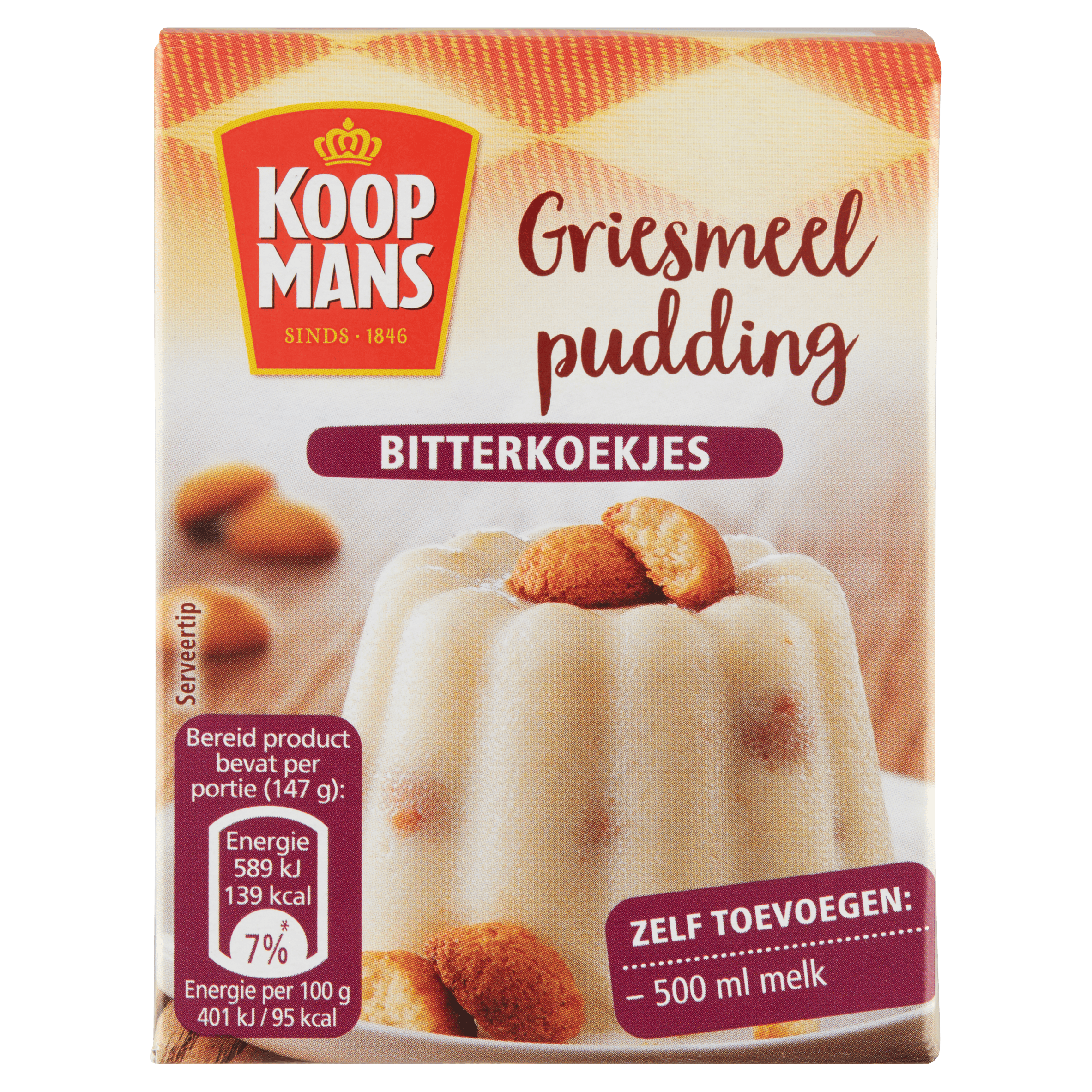 Koopmans Griesmeelpudding bitterkoekjes