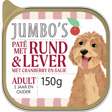 Jumbo's Paté met Rund & Lever met Cranberry en Salie Adult 150 g