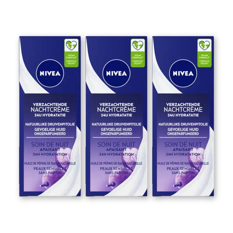 NIVEA Verzachtende nchtcreme gevoelig huid 3pk