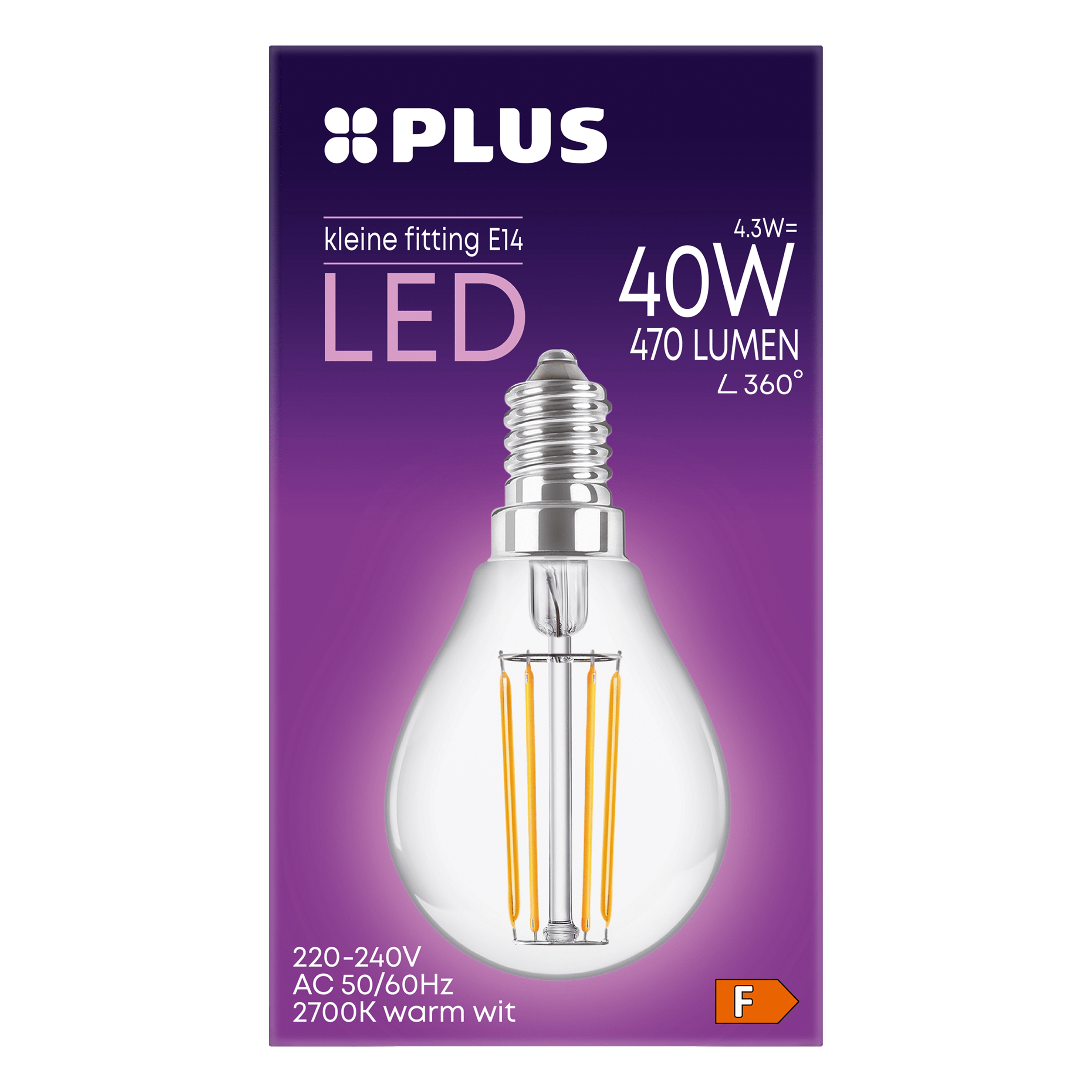PLUS Lamp LED 40W Kogel kleine fit helder
